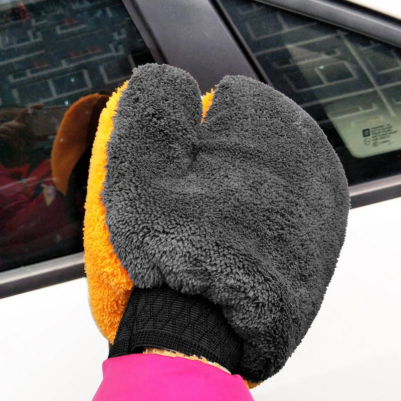 1 шт. Коралловая флисовая перчатка для мытья машины Чистящая рукавица короткая