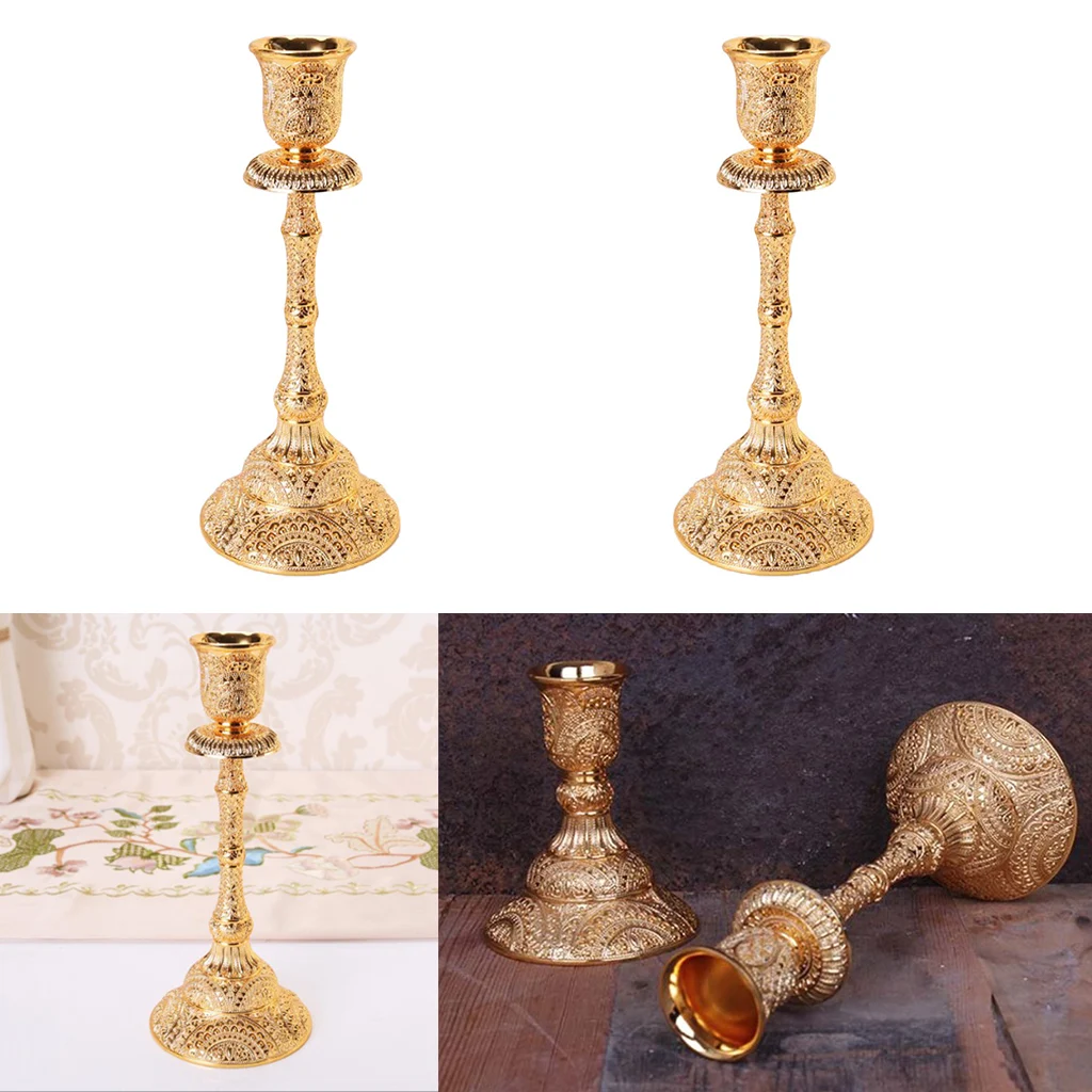 2pcs Luxurious Gold Color Candelabra Candle Holder Single Arm Gift for Weddings Home Party Spa Votive Garden | Дом и сад