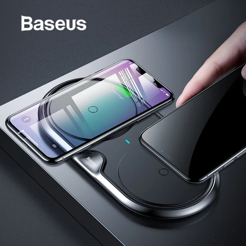 Baseus 10 Вт Быстрое беспроводное зарядное устройство для iPhone X 8 8Plus samsung S9 S8 двойное