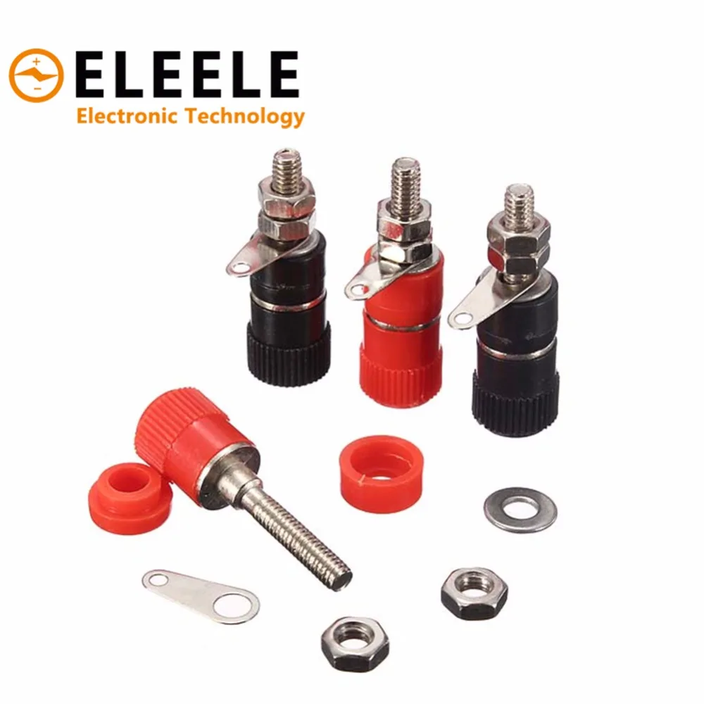 10pcs 4mm Red&ampBlack Banana Socket Professional Binding Post Nut Plug Jack Connector Nickel Plated For 35 | Обустройство дома