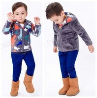 2016 childrens clothing male female child outerwear print children sweatshirt plus velvet thermal with a hood cardigan children