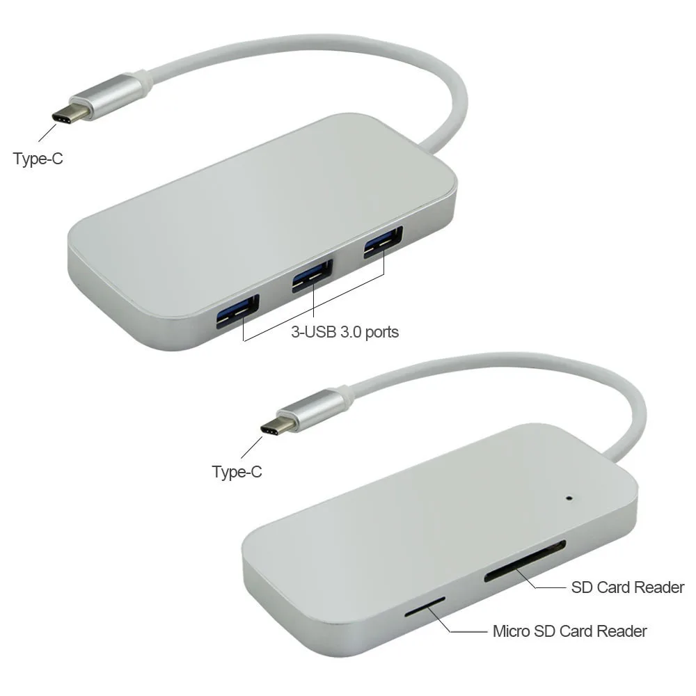 Разветвитель с Type C на USB концентратор 3 0 Мультиадаптер Matel сплиттер кардридером