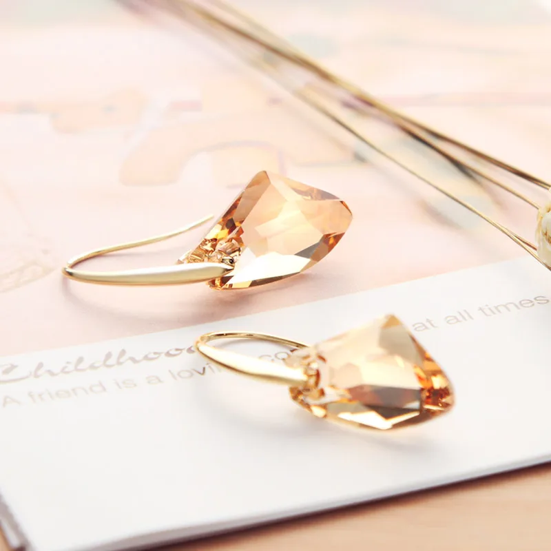 Neoglory желтый Шарм из австрийского кристалла Висячие серьги для женщин Свадебная