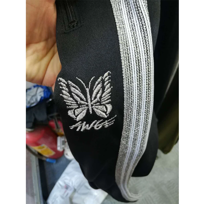 AWGE брюки мужские унисекс 1:1 Высокое качество логотип бабочки вышивка AWGE Брюки золото/серебро полоса AWGE брюки