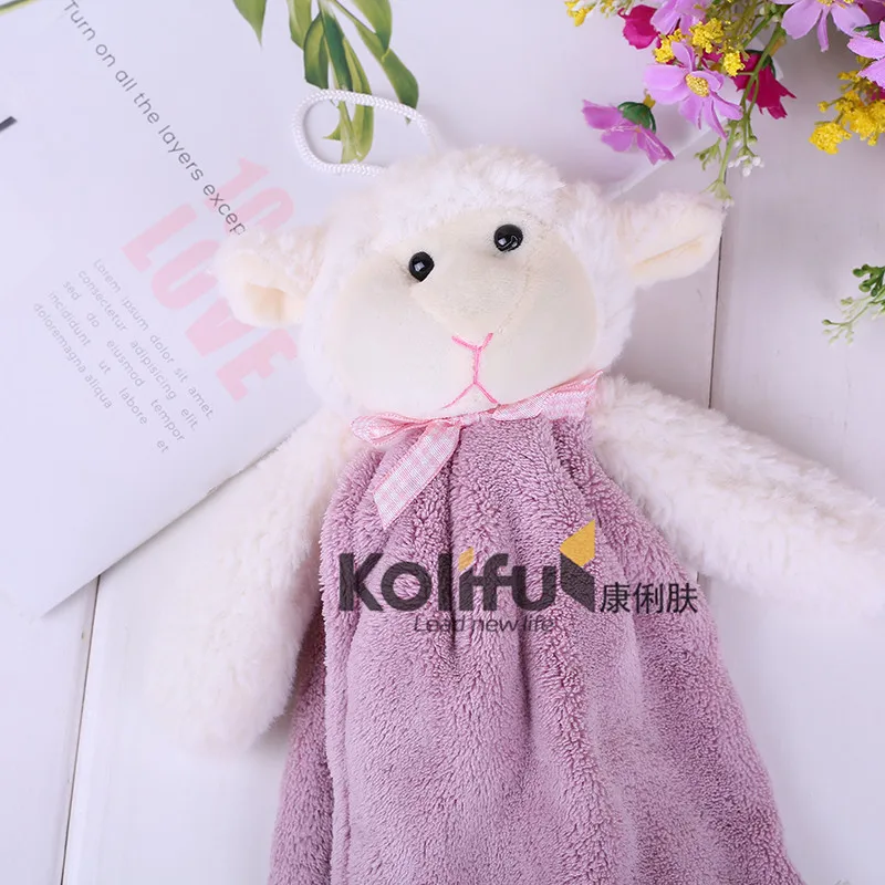 Cute Animal New Candy Colors Soft Coral Velvet Cartoon High Quality Bath Towel Be Hung Kitchen Used Wipe Washcloths KLF050 | Дом и сад