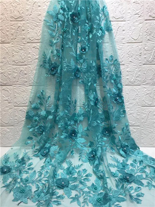 Новинка 2019 красная французская кружевная ткань 3D цветок африканские бусины