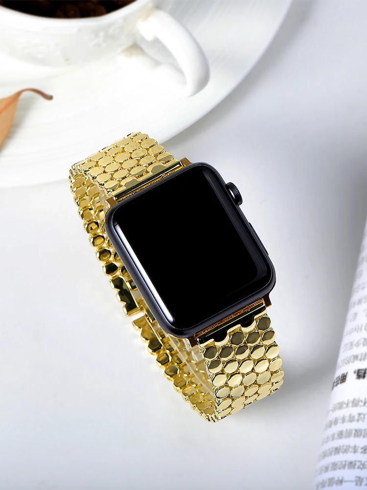 40 мм 44 38 42 браслет из нержавеющей стали для Apple Watch серии 4 5 3 2 Модный золотой