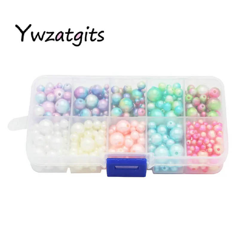 ywzatgits 540pcs/lot 4/6/8/10mm Colorful Imitation Pearl Beads With Holes Loose for DIY Handmade Accessories 005008080 | Дом и сад