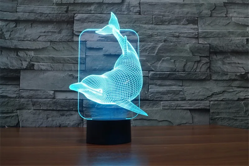 Милый 3D иллюзия светодиодный ночник 7 цветов Дельфин настольная лампа Новинка рождественские огни с сенсорной кнопкой детский ночник