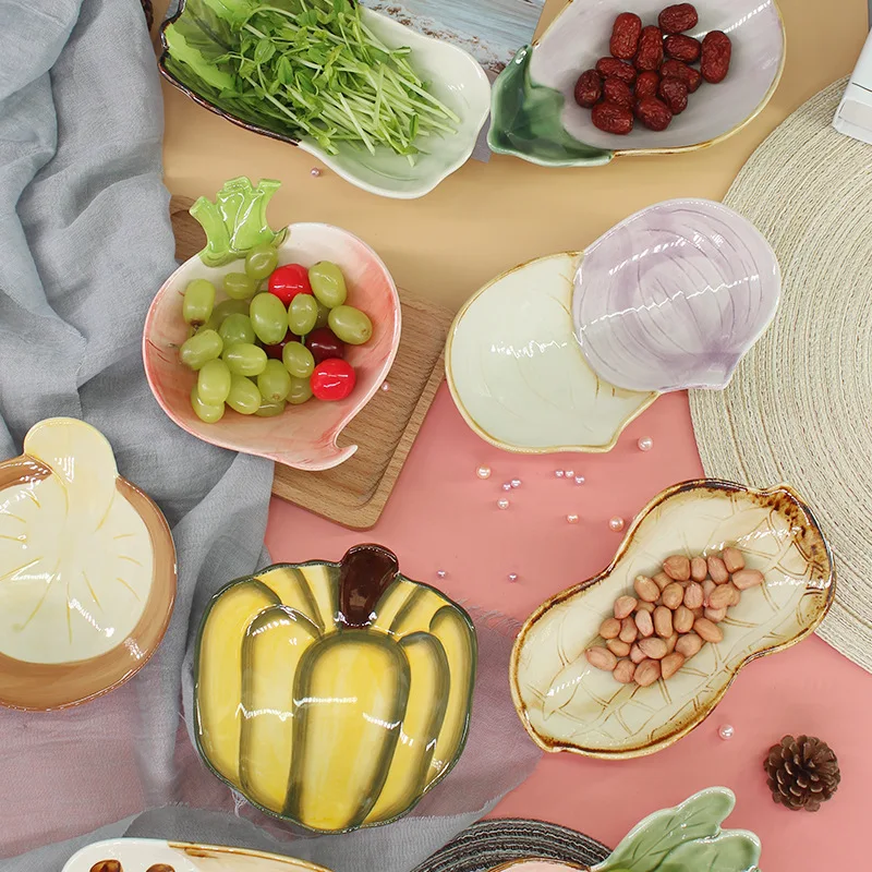 

Cartoon Cute Creative Vegetable Style Ceramic Snack Dish Household Vegetable Bowl Dessert Bowl Fruit Salad Bowl Plate