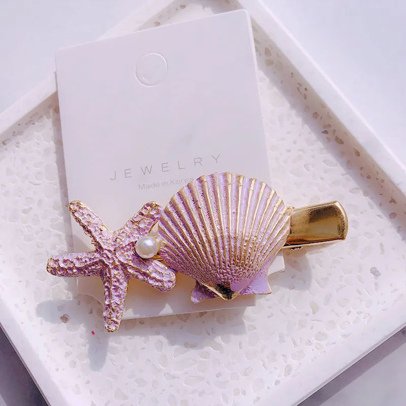 

2019 New Fashion Imitation Pearl Barrettes Starfish Hair Grip Shell Hairpin Hair Clip Hair Accessories for Women Girls Drop Ship
