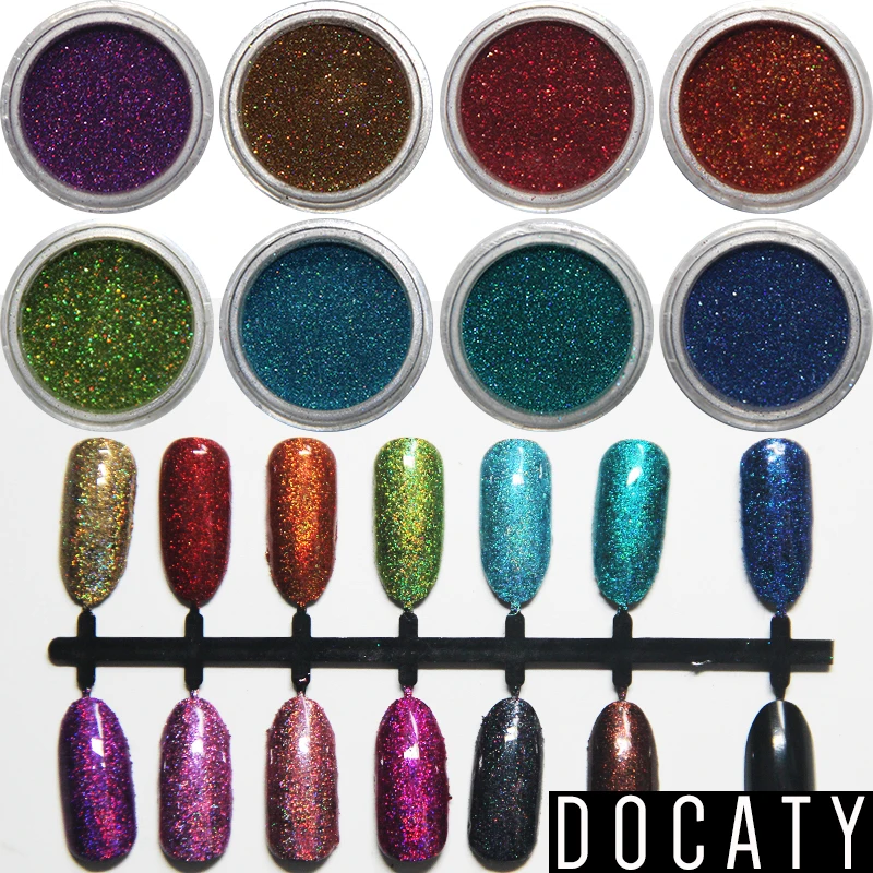 Docaty 1 коробка голографическая пудра для дизайна ногтей Uv Led Перманентный блеск