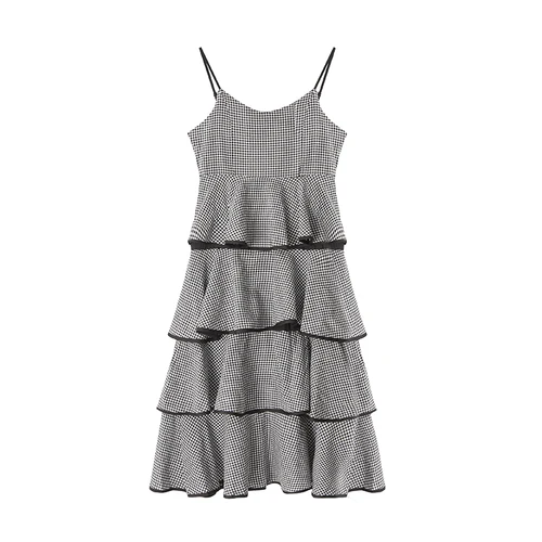 Новинка 2019 одежда платья без рукавов в клетку бретелек женская для отдыха