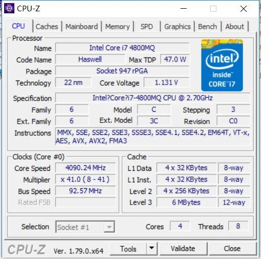 Оригинальный процессор Intel Core I7 4800MQ SR15L Стандартный FCPGA946 2 7 ГГц 3 4M четырехъядерный