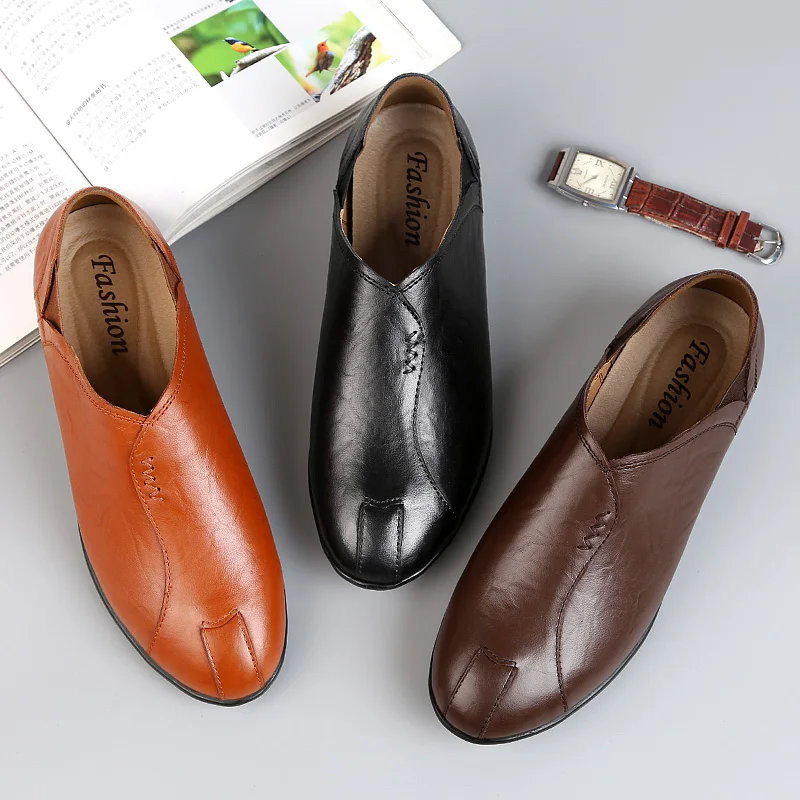 Size 36~46 Genuine leather shoes Men Loafers Cow Leather casual Comfortable driving Handmad Moccasins | Обувь