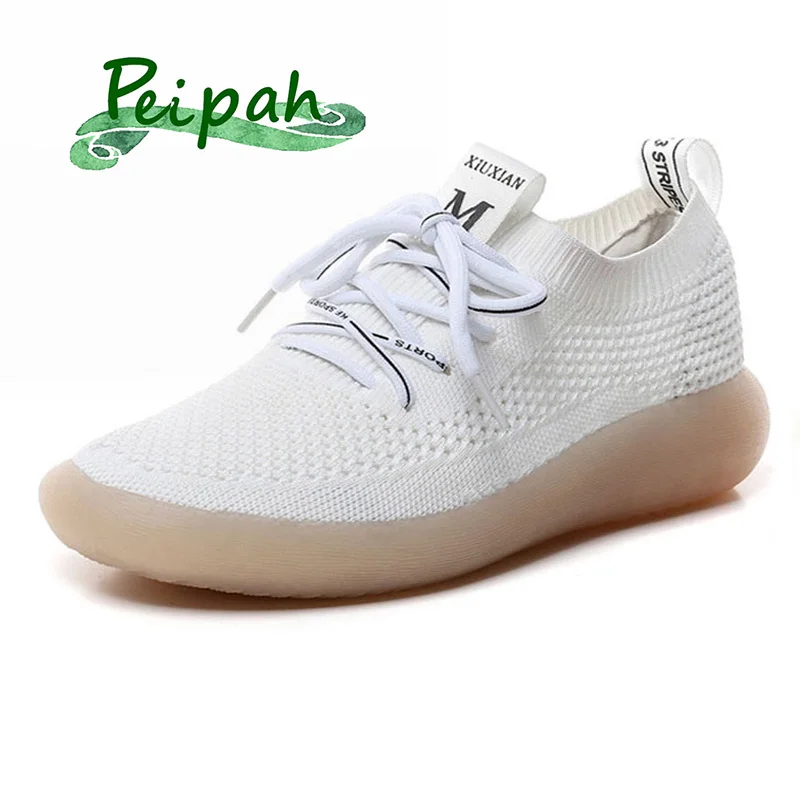 

PEIPAH Spring Breathable Mesh Women Sneakers Casual Lace Up Zapatillas Deportivas Mujer Solid Trainers Womens Walking Shoes