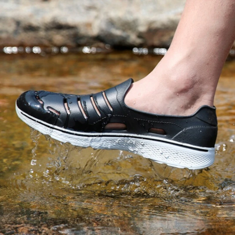 Skechers/мужские сандалии; коллекция года; Новое поступление; туфли на плоской подошве; Повседневные Дышащие мужские сандалии; закрытый светильник; водонепроницаемые тапочки для мужчин; 54271-BLK