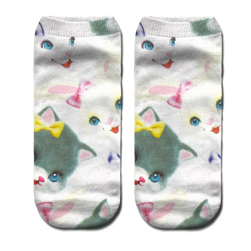 Fashion 3D Cute Short Socks Women Student Harajuku Print Kawaii Animal Warm Ankle Funny for Female Girls Birthday Gift Owl | Женская