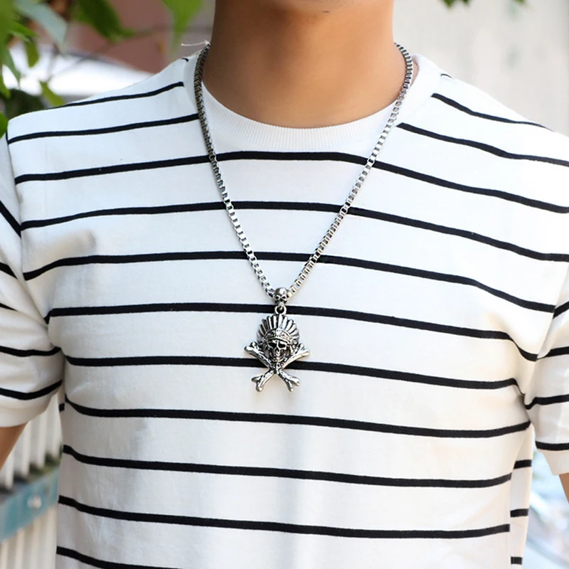 Ожерелье с подвеской в виде черепа винтажное ожерелье стиле индийских шефов