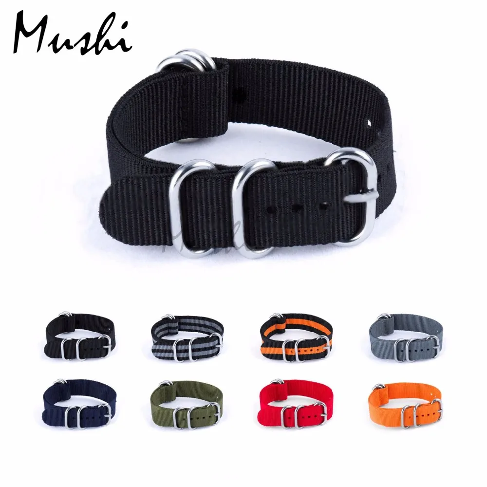 

Watch Strap Fabric Nylon Canvas Watchbands Women Men Black Sport Watches Band With 5 Rings Sport Watches Men Women 20, 22, 24mm
