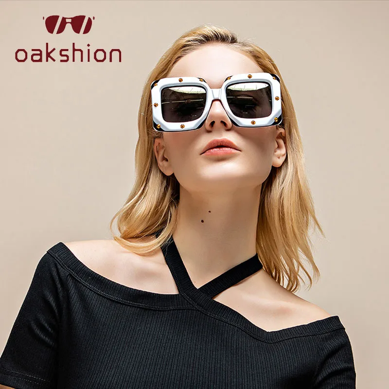 Модные солнцезащитные очки oakshion в большой квадратной оправе с кристаллами и