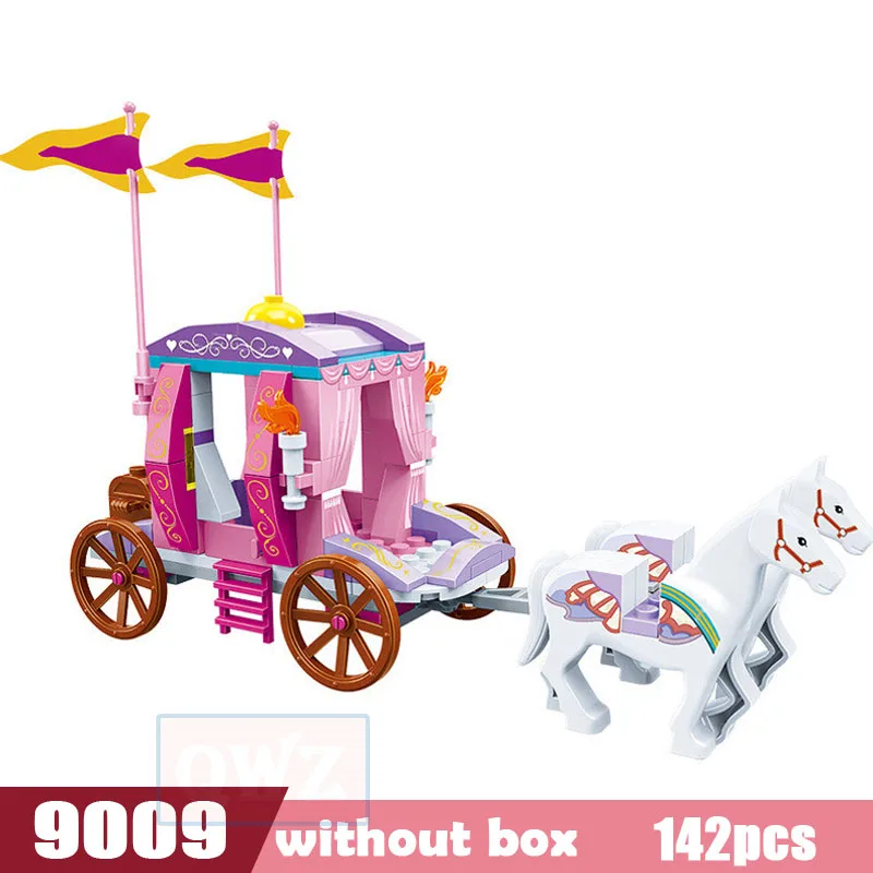 GD9009-N QWZ девочки Алиса принцесса лего девочки КОРОЛЕВСКАЯ КАРЕТА Душ Ванна розовый замок кирпичи строительные блоки игрушки друзья - Цвет: GD9009-N