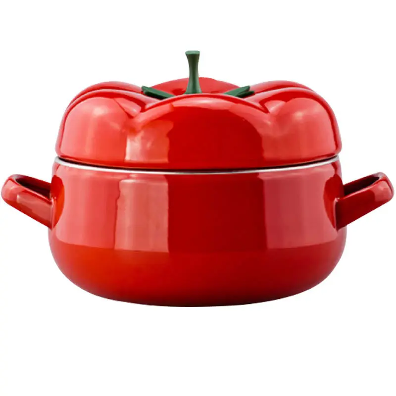 

Japanese style porcelain enamel tomato baby food soup pot rice milk porridge health saucepan stewpan