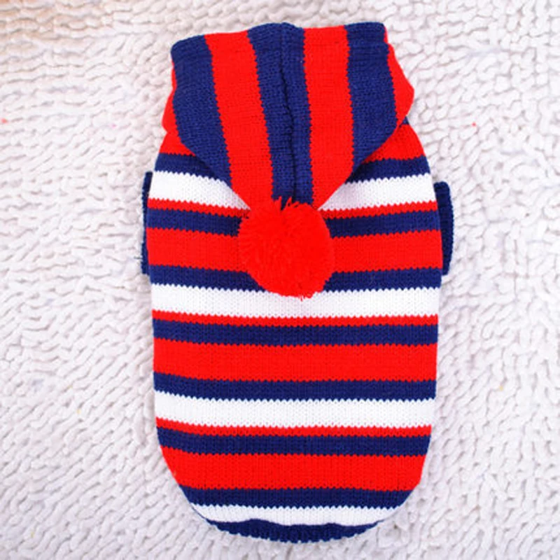 Толстовка в полоску с капюшоном для домашних питомцев и собак свитер щенков