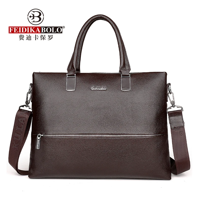 FEIDIKABOLO Cow Leather Men's Handbag New Fashion High-Capacity Business Bag Leisure Shoulder Messenger Computer Bag