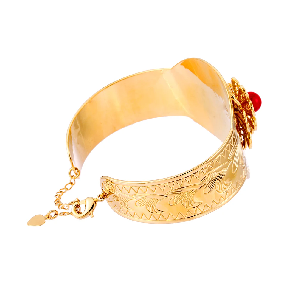 Женский винтажный браслет Ethlyn широкий с этническим цветком настраиваемый для