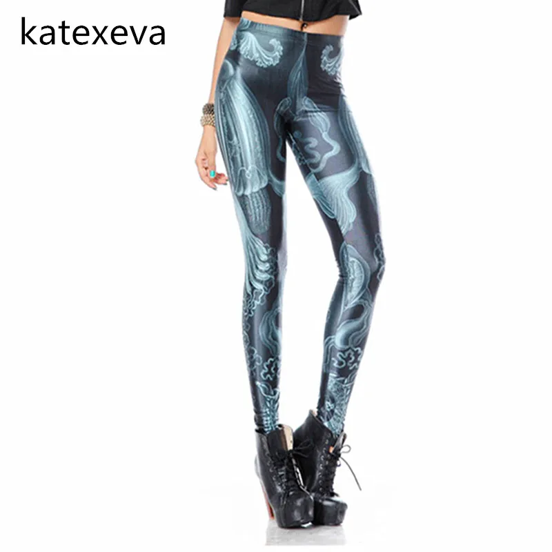Katexeva 2018 Новый Для женщин Цифровая печать леггинсы тонкие дышащие модные