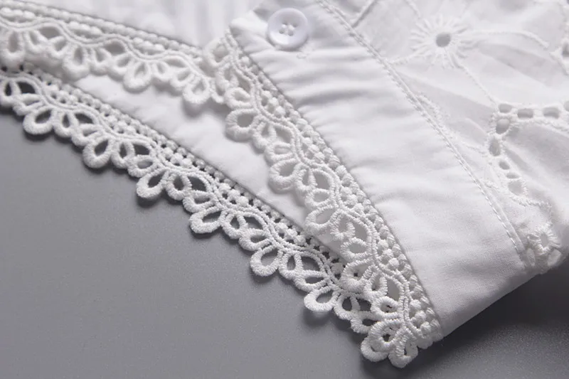 Блузка женская кружевная белая со съемным воротником|blouse white|winter blousesembroidery shirt |