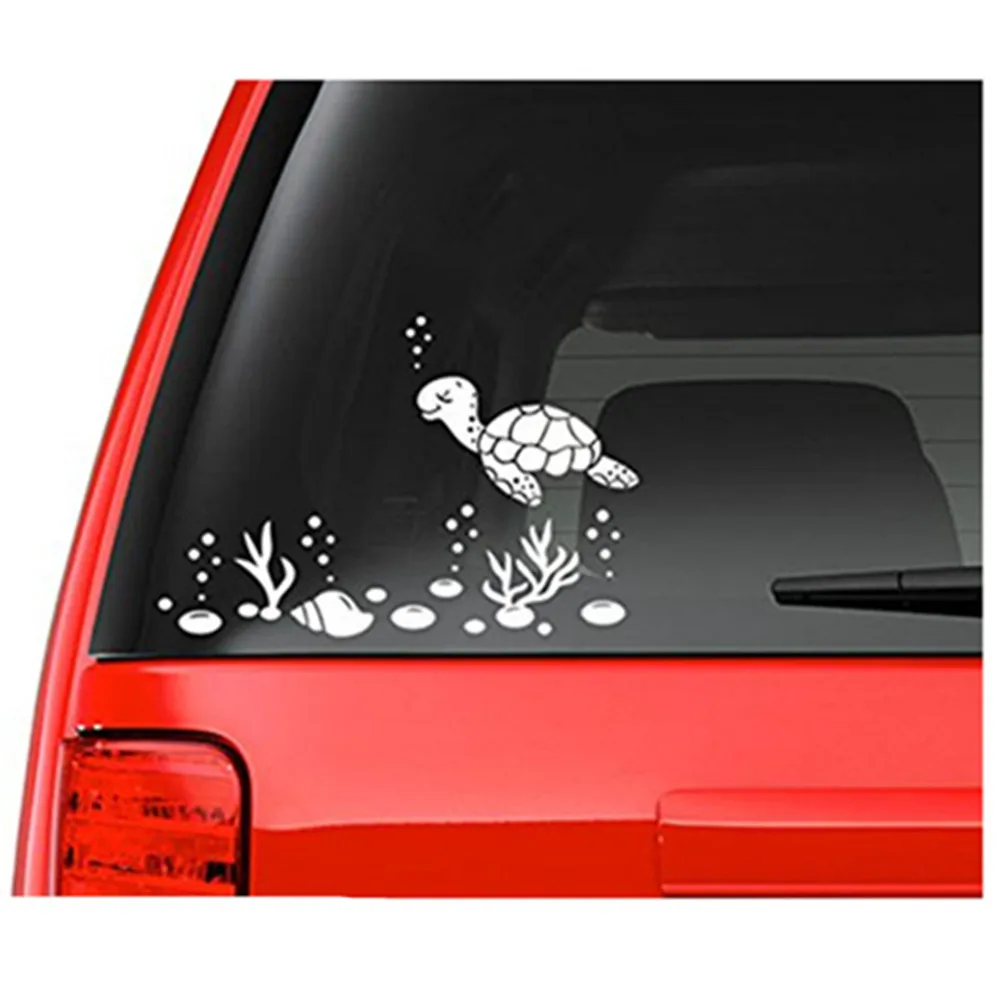 

Sea Turtle And Shells Decal Waterproof Sticker White Car Stickers Vinyl Decal for Window Dool Wall Laptop 1pc Car Styling