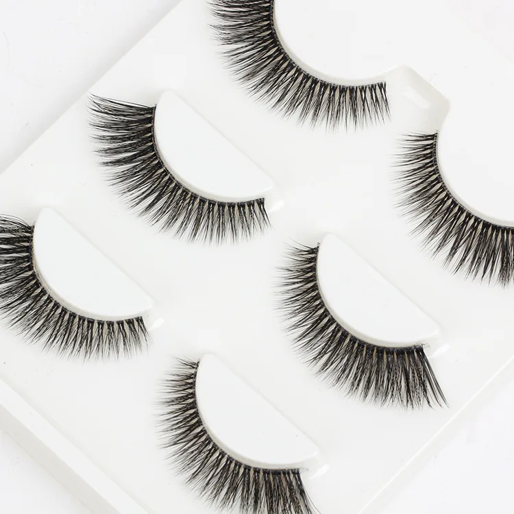 3 пары натуральных черных длинных блестящих перекрестных накладных ресниц