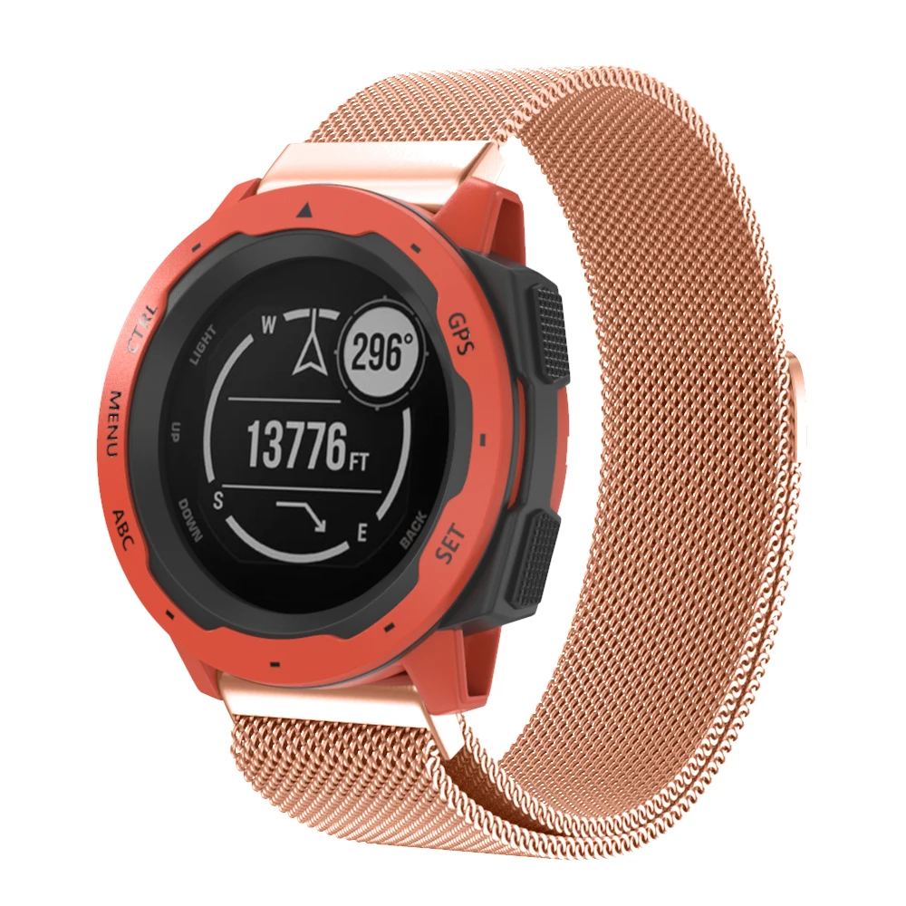 22 мм Ширина Миланский Браслет Магнит ремешок для смарт-часов Garmin инстинкт группа Нержавеющая сталь ремешок для наручных часов для наручных gps-часов Garmin Fenix 5x/5 Plus металлический корпус Браслеты