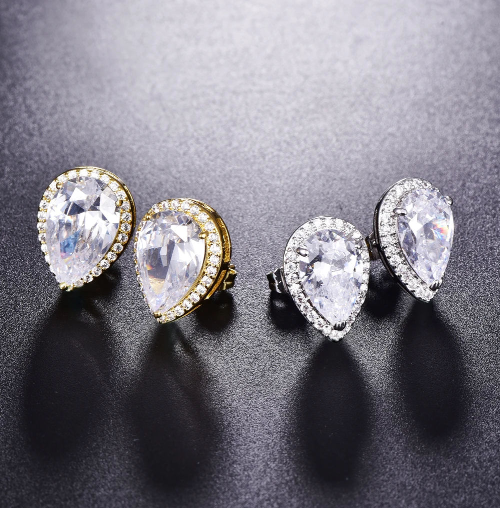 LUALA Милый Серебро/Золото Цвет Серьги Капли Воды Небольшой Кристалл для Девушки