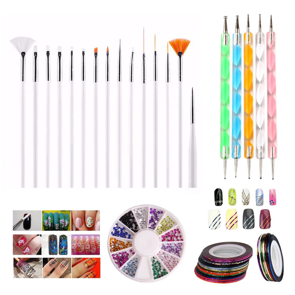Набор инструментов для дизайна ногтей набор кистей рисования УФ гелем точечная