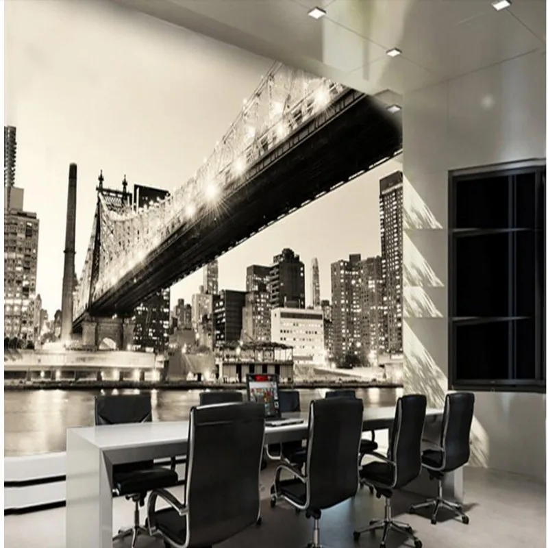 Обои beibehang для спальни Ностальгический Американский Манхэттен мост черно белый