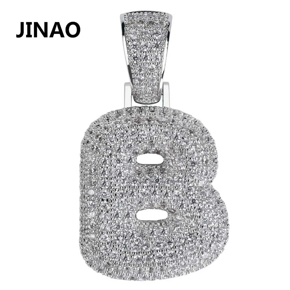 JINAO хип-хоп Iced Out пользовательские Пузырьковые буквы кулон ожерелье микро Pave AAA+ Циркон с веревкой Чиан и теннисная цепь DIY ювелирные изделия