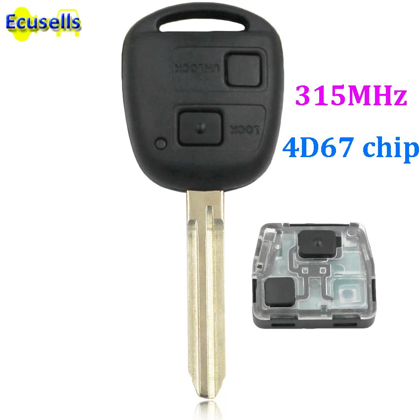2 кнопки 315 МГц полный дистанционный ключ с чипом 4D67 для Toyota RAV4 Corolla Yaris CAMRY
