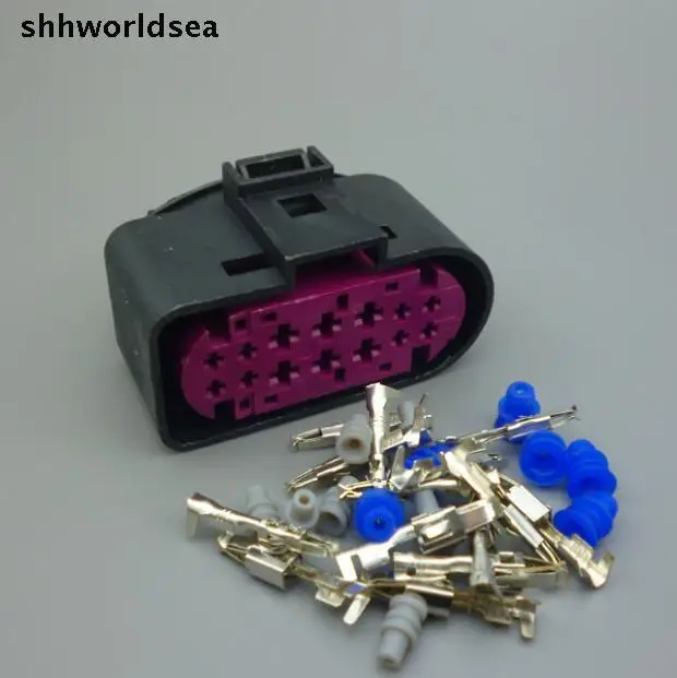 Фото Shhworldsea 10 комплектов 14 контактов Автомобильная фара ксеноновая лампа Разъем Автомобильная ксеноновая розетка фары 1J0973737 для VW Golf MK6 Skoda №1