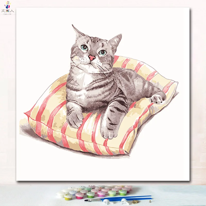 Diy цвета краски по номерам животные Ragdoll cut Кот с наборами рисунки номеру на холсте