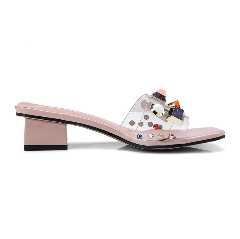Летние женские тапочки из овечьей кожи; повседневные Модные Кристаллы на низком каблуке; Милые Роскошные шлепанцы со стразами; повседневные вьетнамки