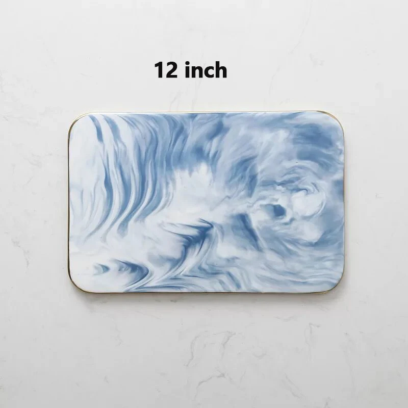 blue 12 inch Мраморные плиты в скандинавском стиле, поднос для пиццы, розовый, синий, серый цвета, инкрустация, тарелка для суши, десерты, блюдо для торта, кухня - Цвет: blue 12 inch