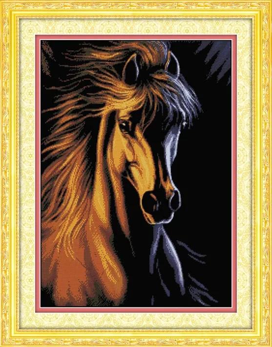 

Needlework,DIY Cross stitch,Sets For Embroidery kits,Night Fire horse Print counted Pattern Scenic Cross-Stitch kit animal cross