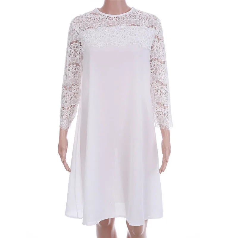 Фото Женское кружевное мини платье с рукавом 3/4 в стиле пэчворк dress sexy mini dress sexy summer Женское кружевное мини платье с рукавом 3/4 в стиле пэчворк dress sexy mini dress sexy summer