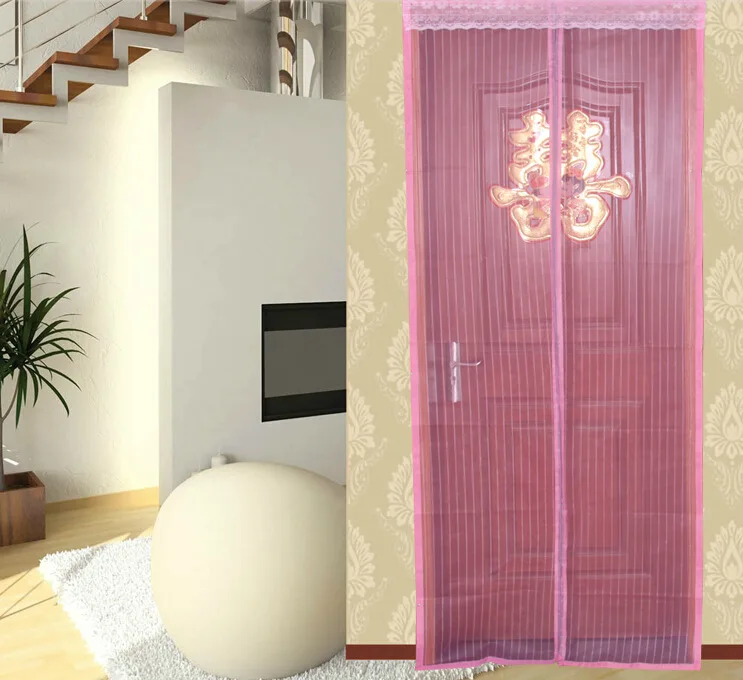 pink Новинка, магнитная Москитная занавеска, s, против насекомых, экран, занавеска для двери, магнитная, Анти Москитная сетка, ошибка, полоса, сетка, занавеска, 90*210 см - Цвет: pink
