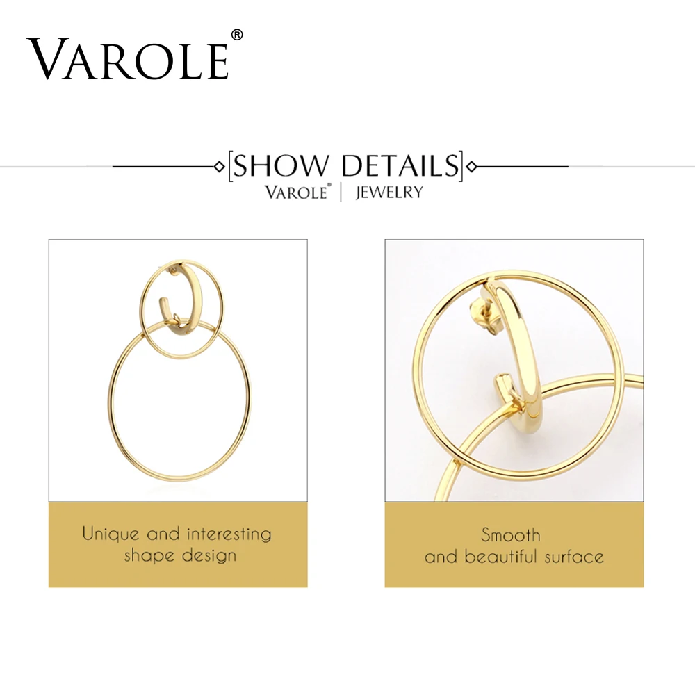VAROLE Высокое качество! Золотая Корона Цвет нержавеющая сталь длинные серьги для