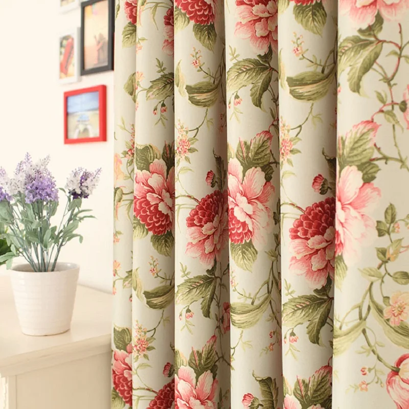 Европейский полузатенение домашний декор деревенские цветочные принты шторы