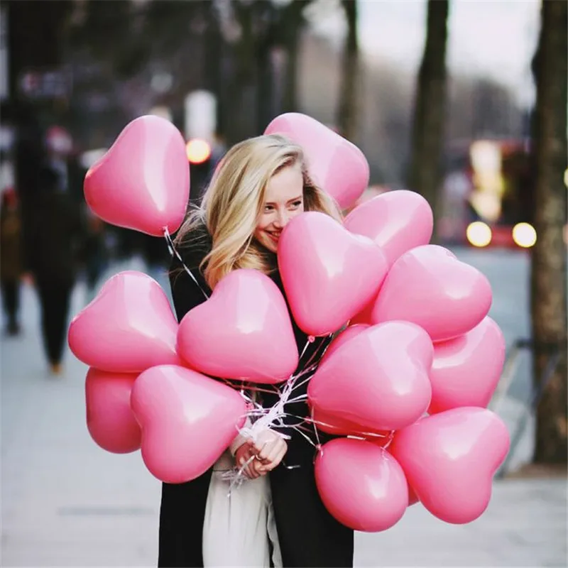 

20pcs 10inch Pink Heart Shape Latex Balloon Wedding Decoration Globos Birthday Baby Shower Valentine's Day Party Supplies PA113